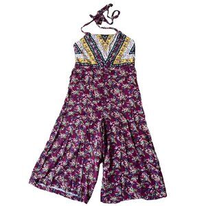 Xhilaration Target Y2K Jumpsuit Pants Womens Medium Red Floral Halter Boho Cotta